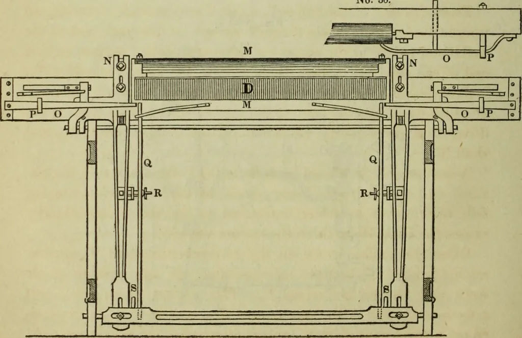 An illustration from The art of weaving, by hand and by power, : with an introductory account of its rise and progress in ancient and modern times. For the use of manufacturers and others., 1844, leaf 377