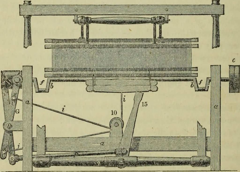 An illustration from The art of weaving, by hand and by power, : with an introductory account of its rise and progress in ancient and modern times. For the use of manufacturers and others., 1844, leaf 391