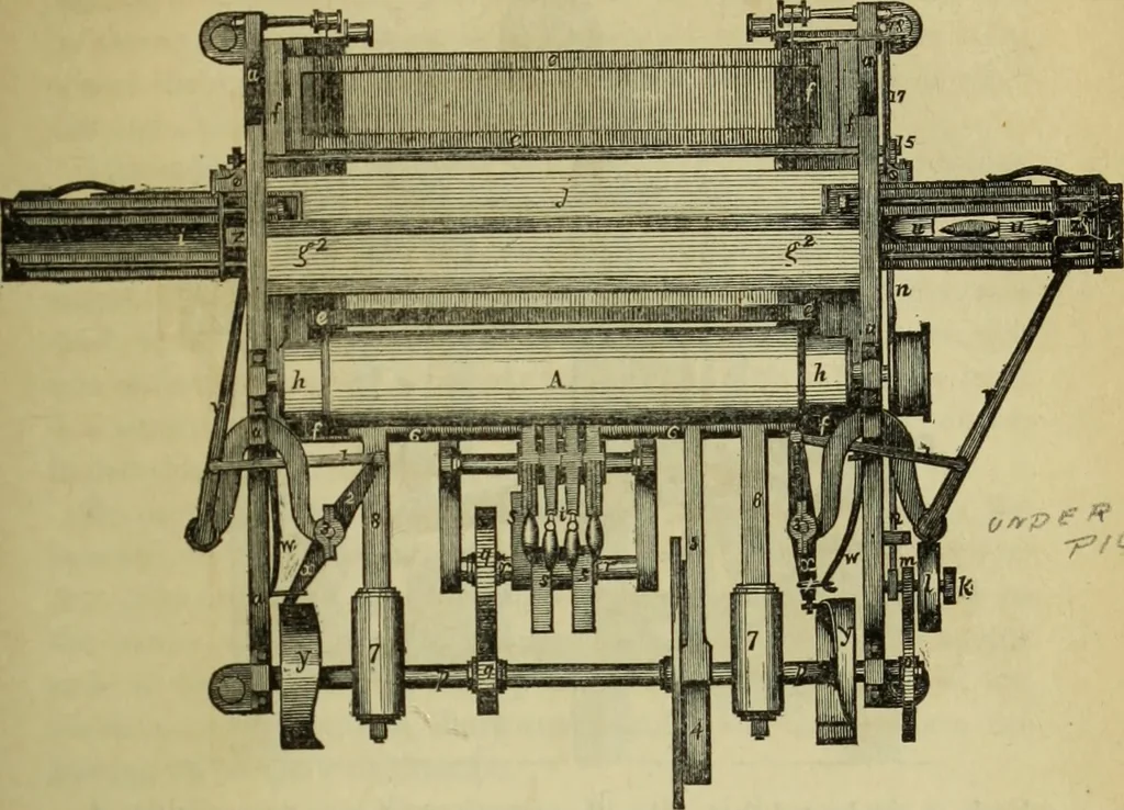 An illustration from The art of weaving, by hand and by power, : with an introductory account of its rise and progress in ancient and modern times. For the use of manufacturers and others., 1844, leaf 410