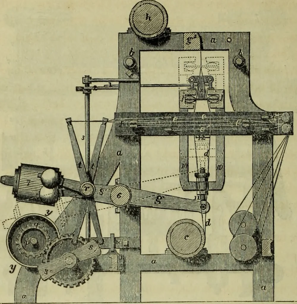 An illustration from The art of weaving, by hand and by power, : with an introductory account of its rise and progress in ancient and modern times. For the use of manufacturers and others., 1844, leaf 411