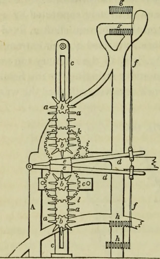 An illustration from The art of weaving, by hand and by power, : with an introductory account of its rise and progress in ancient and modern times. For the use of manufacturers and others., 1844, leaf 419