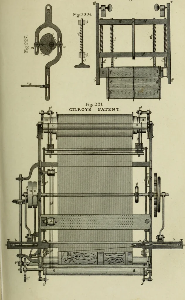 An illustration from The art of weaving, by hand and by power, : with an introductory account of its rise and progress in ancient and modern times. For the use of manufacturers and others., 1844, leaf 482