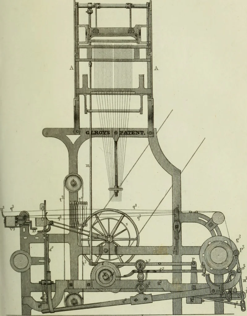 An illustration from The art of weaving, by hand and by power, : with an introductory account of its rise and progress in ancient and modern times. For the use of manufacturers and others., 1844, leaf 502