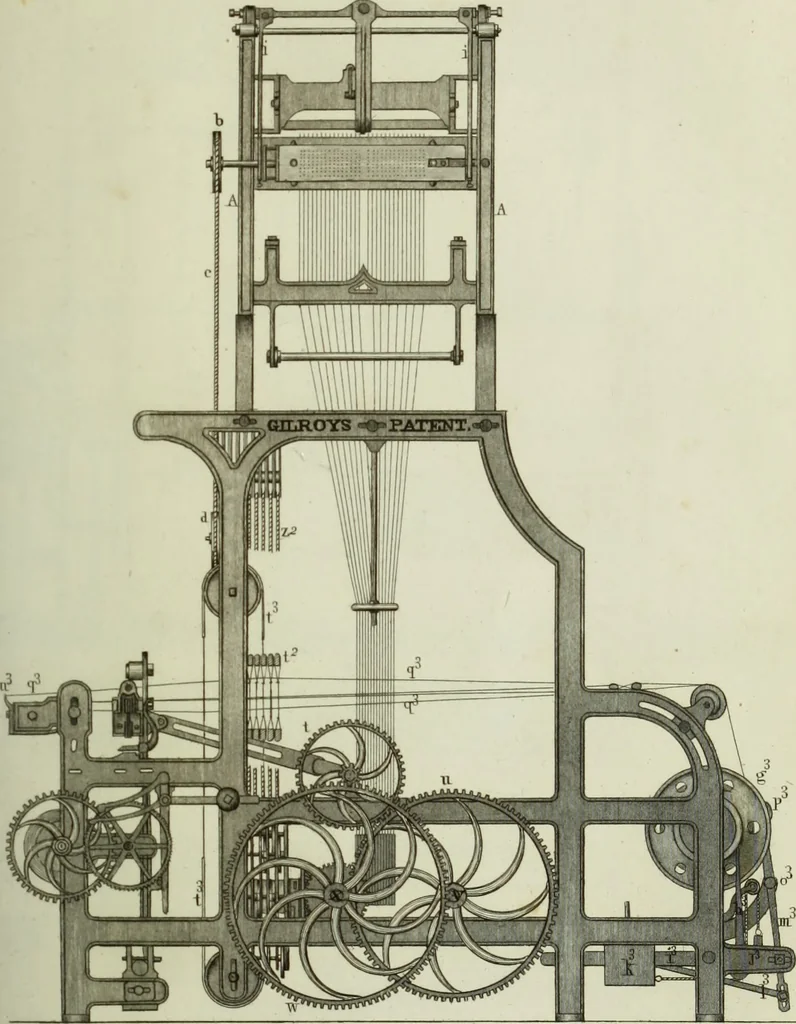 An illustration from The art of weaving, by hand and by power, : with an introductory account of its rise and progress in ancient and modern times. For the use of manufacturers and others., 1844, leaf 504