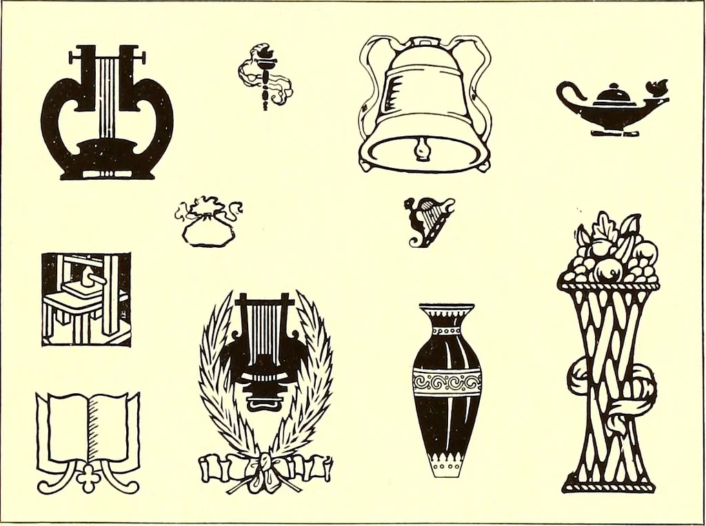 An illustration from The art & practice of typography : a manual of American printing, including a brief history up to the twentieth century, with reproductions of the work of early masters of the craft, and a practical discussion and an extensive demonstration of the modern use of type-faces and methods of arrangement, 1917, leaf 128