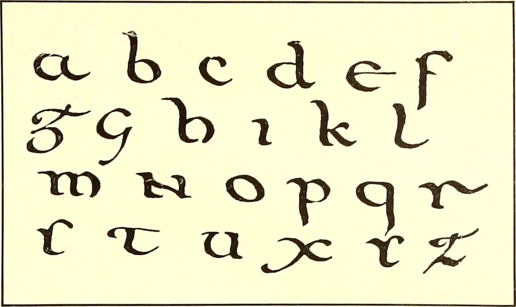 An illustration from The art & practice of typography : a manual of American printing, including a brief history up to the twentieth century, with reproductions of the work of early masters of the craft, and a practical discussion and an extensive demonstration of the modern use of type-faces and methods of arrangement, 1917, leaf 36