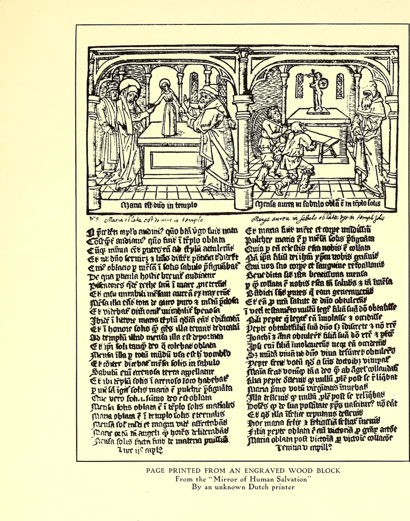 An illustration from The art & practice of typography : a manual of American printing, including a brief history up to the twentieth century, with reproductions of the work of early masters of the craft, and a practical discussion and an extensive demonstration of the modern use of type-faces and methods of arrangement, 1917, leaf 42
