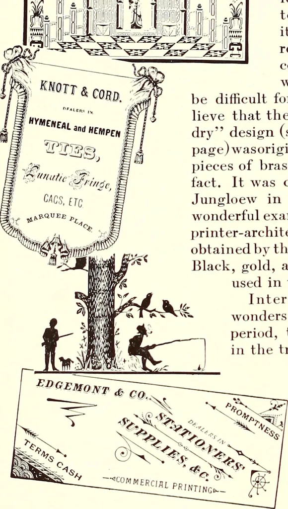 An illustration from The art & practice of typography : a manual of American printing, including a brief history up to the twentieth century, with reproductions of the work of early masters of the craft, and a practical discussion and an extensive demonstration of the modern use of type-faces and methods of arrangement, 1917, leaf 73