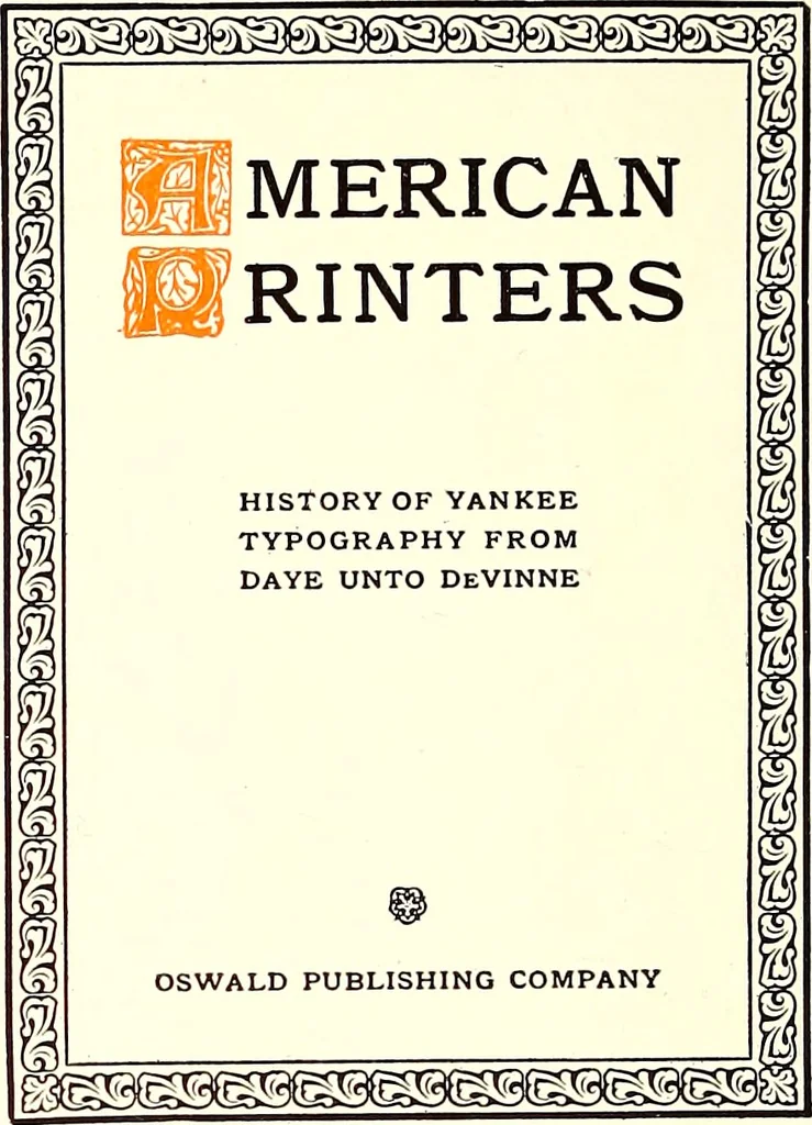 An illustration from The art & practice of typography : a manual of American printing, including a brief history up to the twentieth century, with reproductions of the work of early masters of the craft, and a practical discussion and an extensive demonstration of the modern use of type-faces and methods of arrangement, 1917, leaf 89
