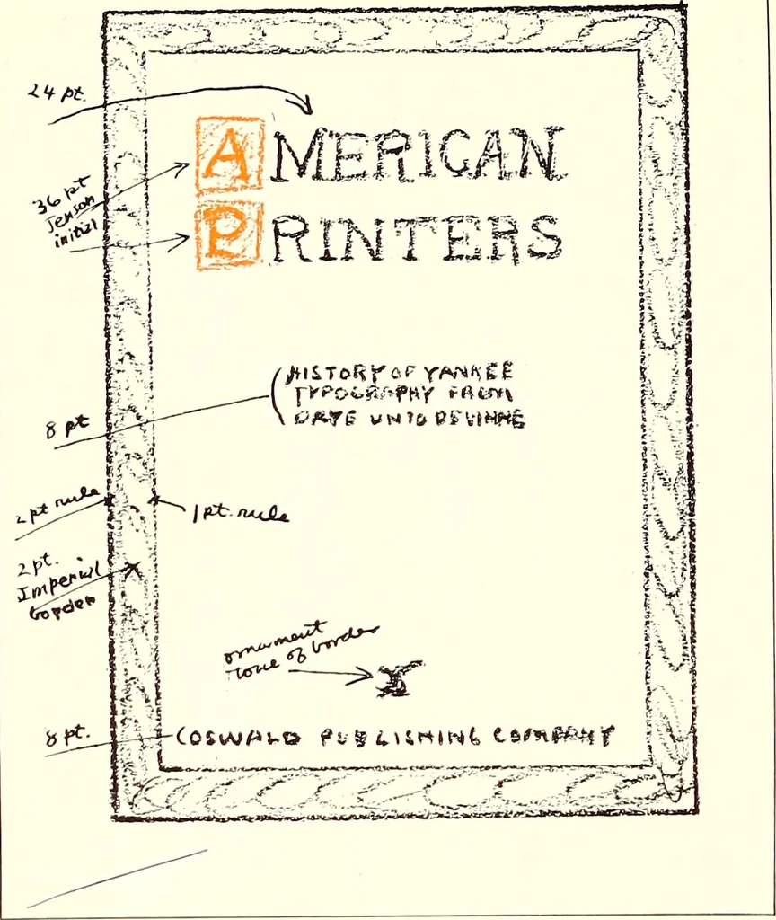 An illustration from The art & practice of typography : a manual of American printing, including a brief history up to the twentieth century, with reproductions of the work of early masters of the craft, and a practical discussion and an extensive demonstration of the modern use of type-faces and methods of arrangement, 1917, leaf 89