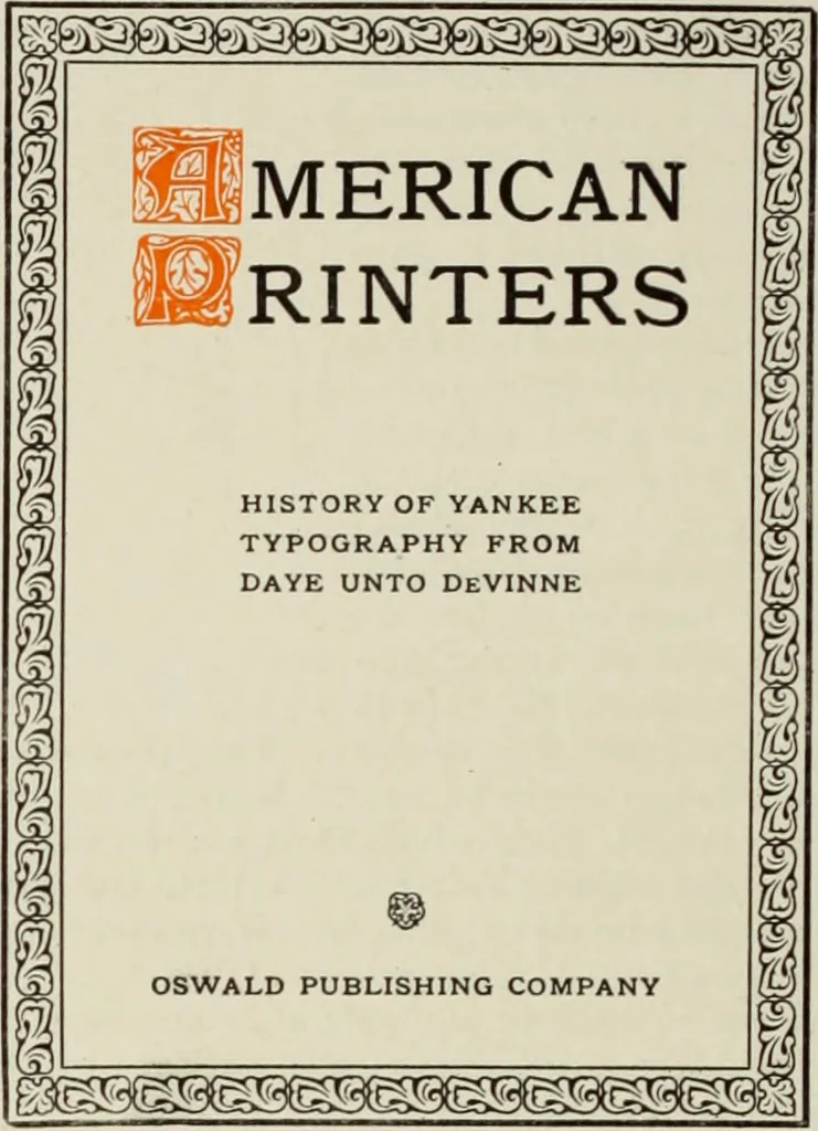An illustration from The art & practice of typography : a manual of American printing, including a brief history up to the twentieth century, with reproductions of the work of early masters of the craft, and a practical discussion and an extensive demonstration of the modern use of type-faces and methods of arrangement, 1917, leaf 103