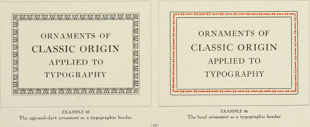 An illustration from The art & practice of typography : a manual of American printing, including a brief history up to the twentieth century, with reproductions of the work of early masters of the craft, and a practical discussion and an extensive demonstration of the modern use of type-faces and methods of arrangement, 1917, leaf 136