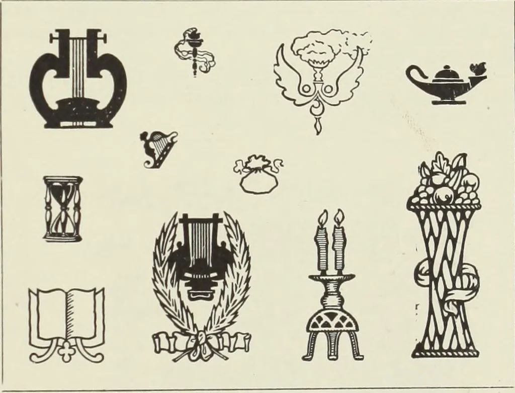 An illustration from The art & practice of typography : a manual of American printing, including a brief history up to the twentieth century, with reproductions of the work of early masters of the craft, and a practical discussion and an extensive demonstration of the modern use of type-faces and methods of arrangement, 1917, leaf 142