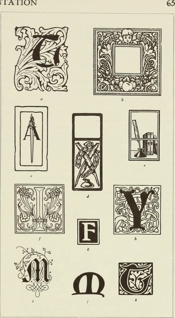 An illustration from The art & practice of typography : a manual of American printing, including a brief history up to the twentieth century, with reproductions of the work of early masters of the craft, and a practical discussion and an extensive demonstration of the modern use of type-faces and methods of arrangement, 1917, leaf 144