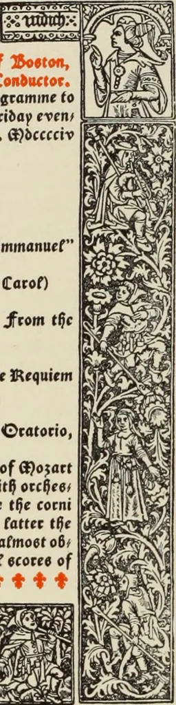 An illustration from The art & practice of typography : a manual of American printing, including a brief history up to the twentieth century, with reproductions of the work of early masters of the craft, and a practical discussion and an extensive demonstration of the modern use of type-faces and methods of arrangement, 1917, leaf 195