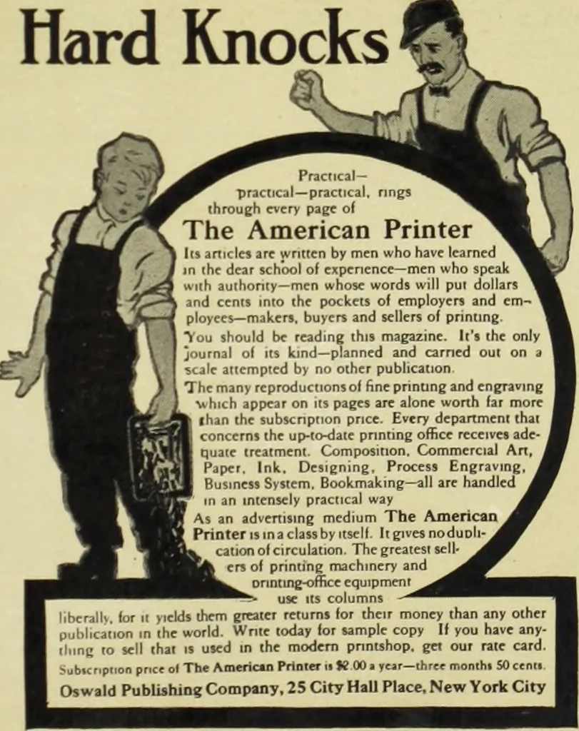 An illustration from The art & practice of typography : a manual of American printing, including a brief history up to the twentieth century, with reproductions of the work of early masters of the craft, and a practical discussion and an extensive demonstration of the modern use of type-faces and methods of arrangement, 1917, leaf 266