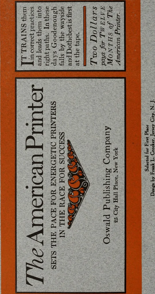 An illustration from The art & practice of typography : a manual of American printing, including a brief history up to the twentieth century, with reproductions of the work of early masters of the craft, and a practical discussion and an extensive demonstration of the modern use of type-faces and methods of arrangement, 1917, leaf 317