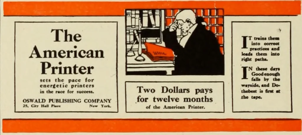 An illustration from The art & practice of typography : a manual of American printing, including a brief history up to the twentieth century, with reproductions of the work of early masters of the craft, and a practical discussion and an extensive demonstration of the modern use of type-faces and methods of arrangement, 1917, leaf 325