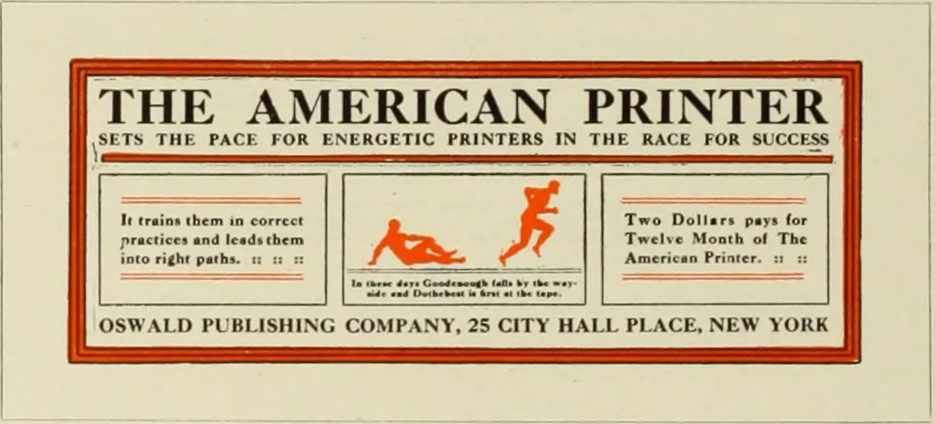 An illustration from The art & practice of typography : a manual of American printing, including a brief history up to the twentieth century, with reproductions of the work of early masters of the craft, and a practical discussion and an extensive demonstration of the modern use of type-faces and methods of arrangement, 1917, leaf 327