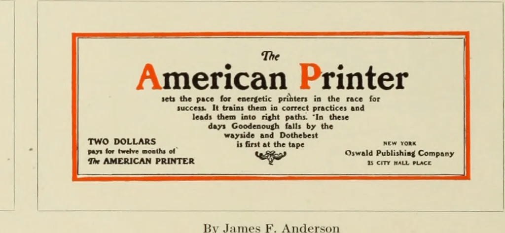 An illustration from The art & practice of typography : a manual of American printing, including a brief history up to the twentieth century, with reproductions of the work of early masters of the craft, and a practical discussion and an extensive demonstration of the modern use of type-faces and methods of arrangement, 1917, leaf 327