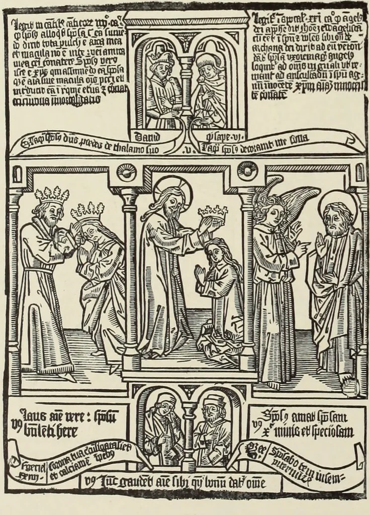 An illustration from The art & practice of typography : a manual of American printing, including a brief history up to the twentieth century, with reproductions of the work of early masters of the craft, and a practical discussion and an extensive demonstration of the modern use of type-faces and methods of arrangement, 1917, leaf 53