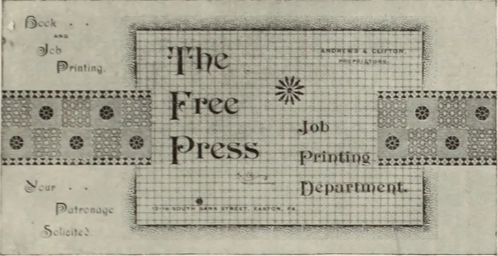 An illustration from The art & practice of typography : a manual of American printing, including a brief history up to the twentieth century, with reproductions of the work of early masters of the craft, and a practical discussion and an extensive demonstration of the modern use of type-faces and methods of arrangement, 1917, leaf 86