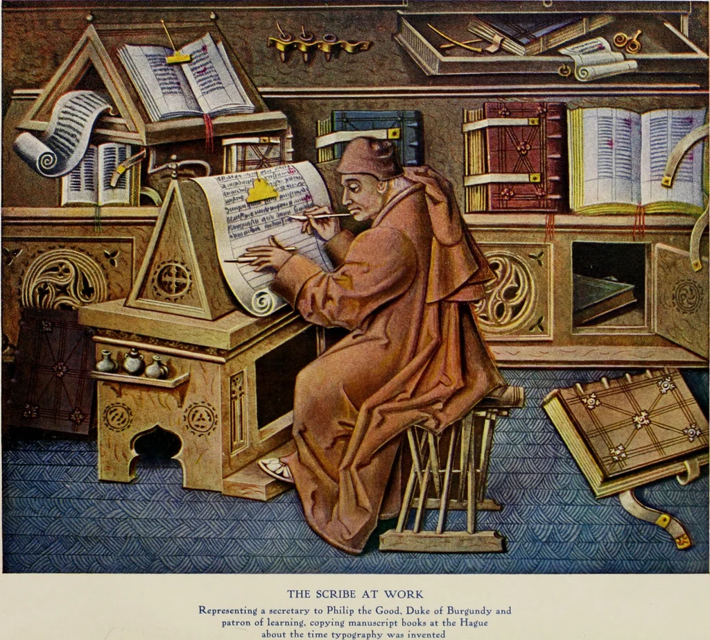 An illustration from The art & practice of typography : a manual of American printing, including a brief history up to the twentieth century, with reproductions of the work of early masters of the craft, and a practical discussion and an extensive demonstration of the modern use of type-faces and methods of arrangement, 1917, leaf 9