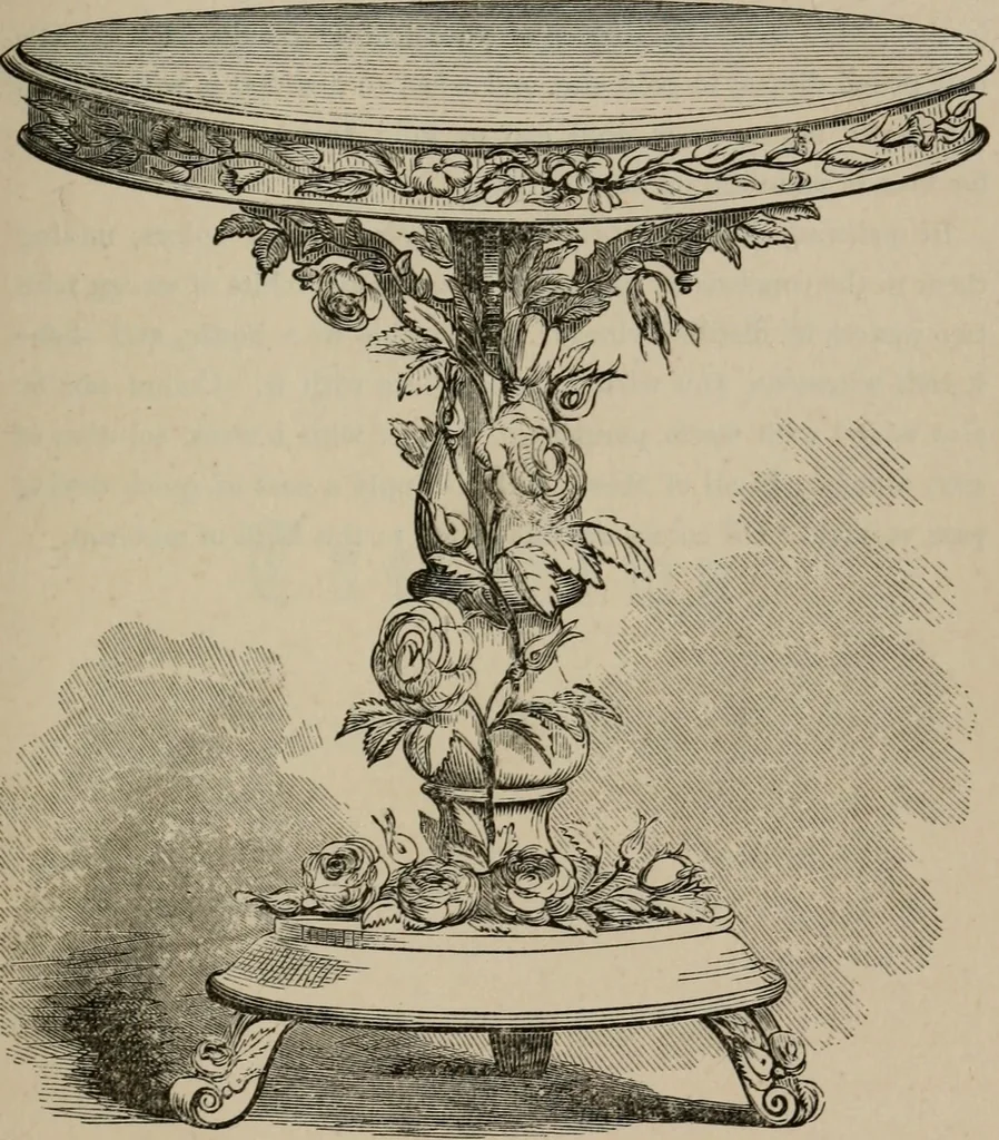 An illustration from Art recreations; being a complete guide to pencil drawing, oil painting, water-color painting, crayon drawing and painting, painting on ground glass, Grecian painting, antique painting, oriental painting, sign painting, theorem painting, ferneries, moss work, papier mache, cone work, feather flowers, potichomanie, leather work, hair work, taxidermy, gilding and bronzing, plaster work, decalcomanie, wax work, shell work, magic lantern, paper flowers, imitation of pearl, the aquqrium, sealing-wax painting, panorama painting, coloring photographs, enamel painting, etc., 1873, leaf 226