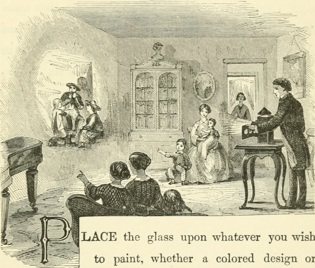 An illustration from Art recreations : being a complete guide to pencil drawing, oil painting ... moss work, papier mache...wax work, shell work...enamel painting, etc., 1871, leaf 220