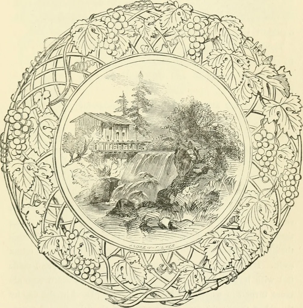 An illustration from Art recreations : being a complete guide to pencil drawing, oil painting ... moss work, papier mache...wax work, shell work...enamel painting, etc., 1871, leaf 260