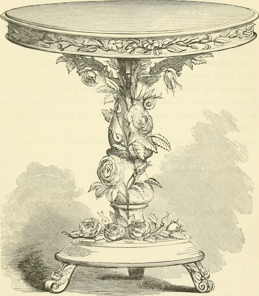 An illustration from Art recreations : being a complete guide to pencil drawing, oil painting ... moss work, papier mache...wax work, shell work...enamel painting, etc., 1871, leaf 262