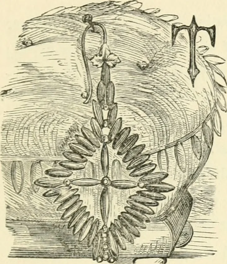 An illustration from Art recreations : being a complete guide to pencil drawing, oil painting ... moss work, papier mache...wax work, shell work...enamel painting, etc., 1871, leaf 308