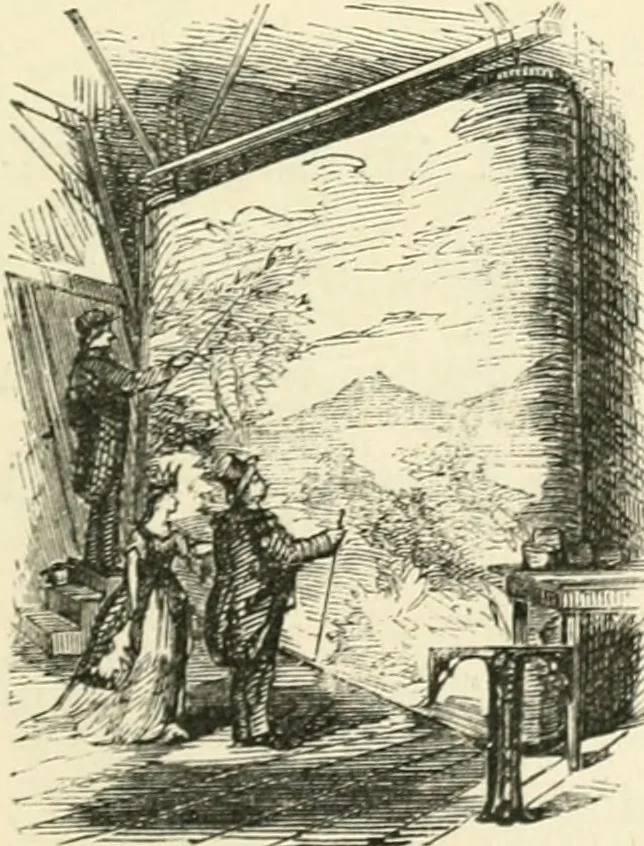 An illustration from Art recreations : being a complete guide to pencil drawing, oil painting ... moss work, papier mache...wax work, shell work...enamel painting, etc., 1871, leaf 70