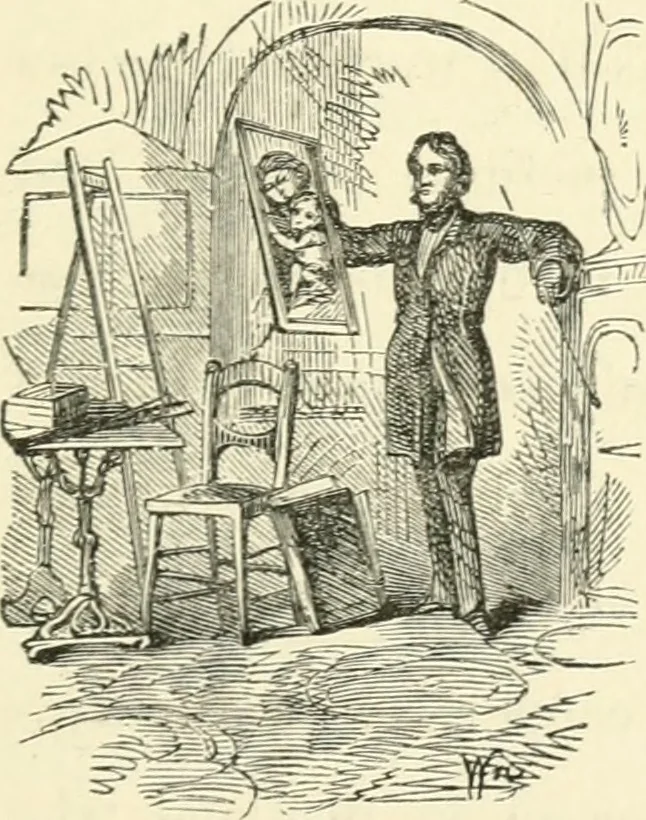 An illustration from Art recreations : being a complete guide to pencil drawing, oil painting ... moss work, papier mache...wax work, shell work...enamel painting, etc., 1871, leaf 88