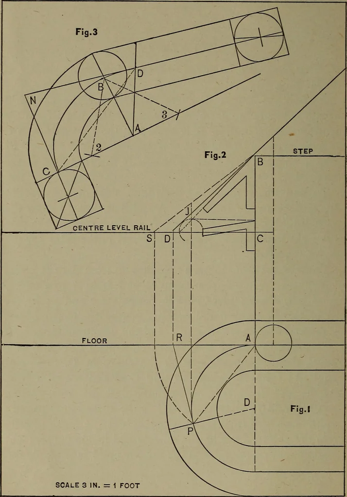 An illustration from The art and science of stair building .., 1885, leaf 17