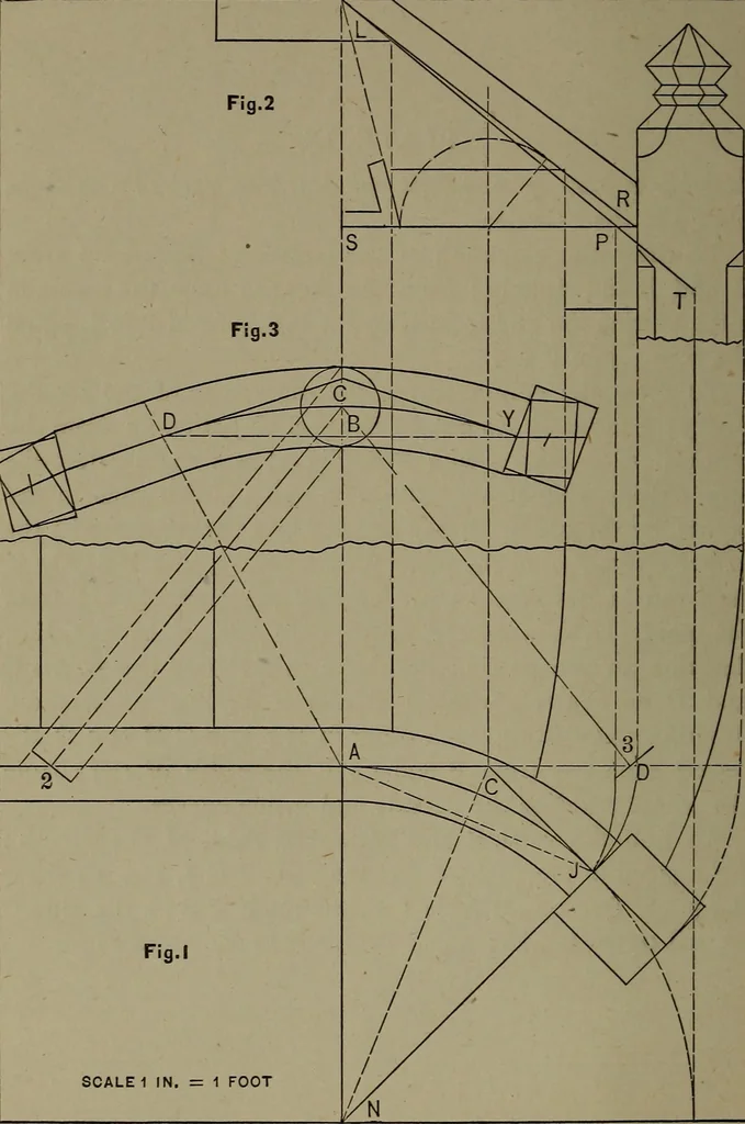 An illustration from The art and science of stair building .., 1885, leaf 27