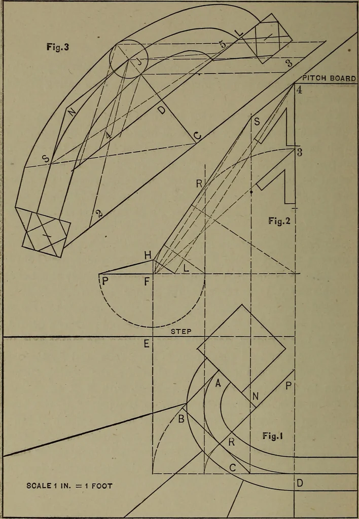 An illustration from The art and science of stair building .., 1885, leaf 31