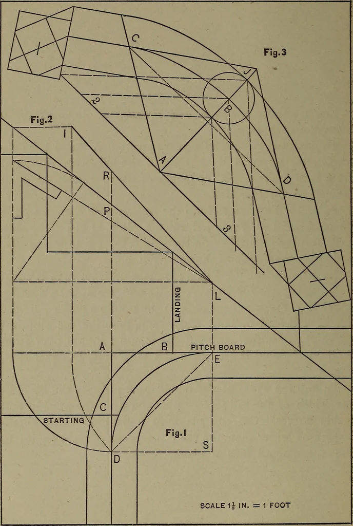 An illustration from The art and science of stair building .., 1885, leaf 35