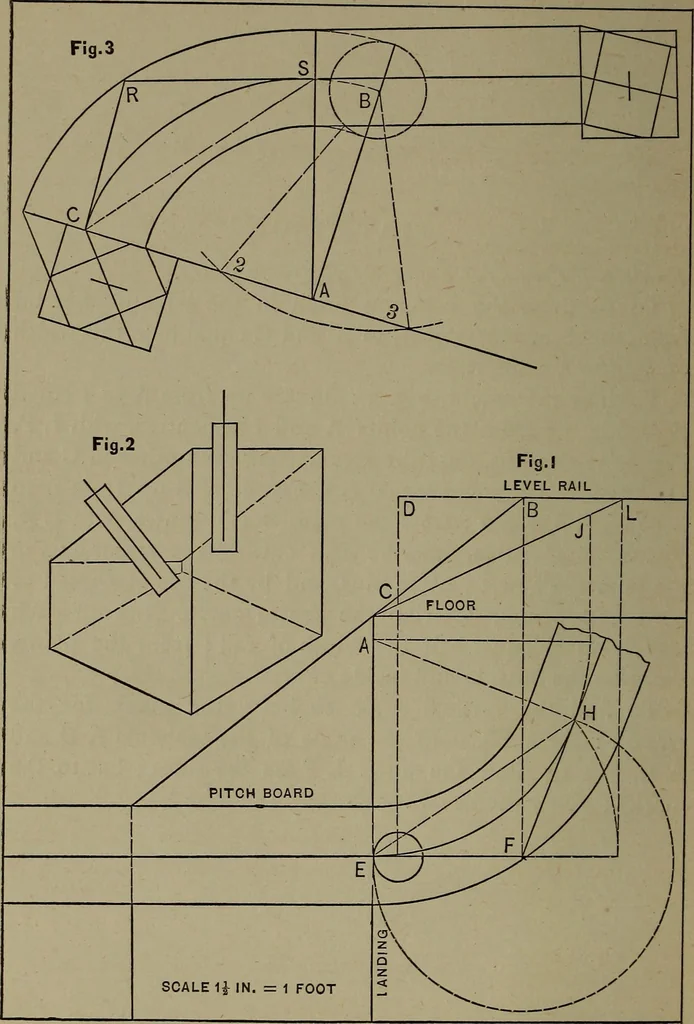 An illustration from The art and science of stair building .., 1885, leaf 37
