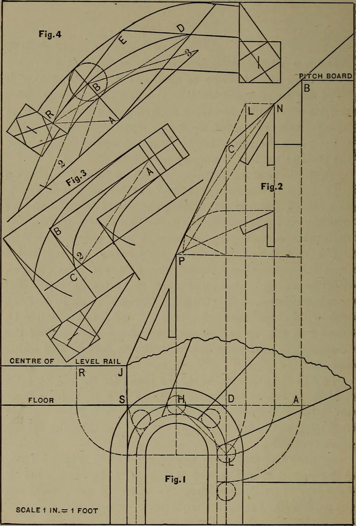 An illustration from The art and science of stair building .., 1885, leaf 49