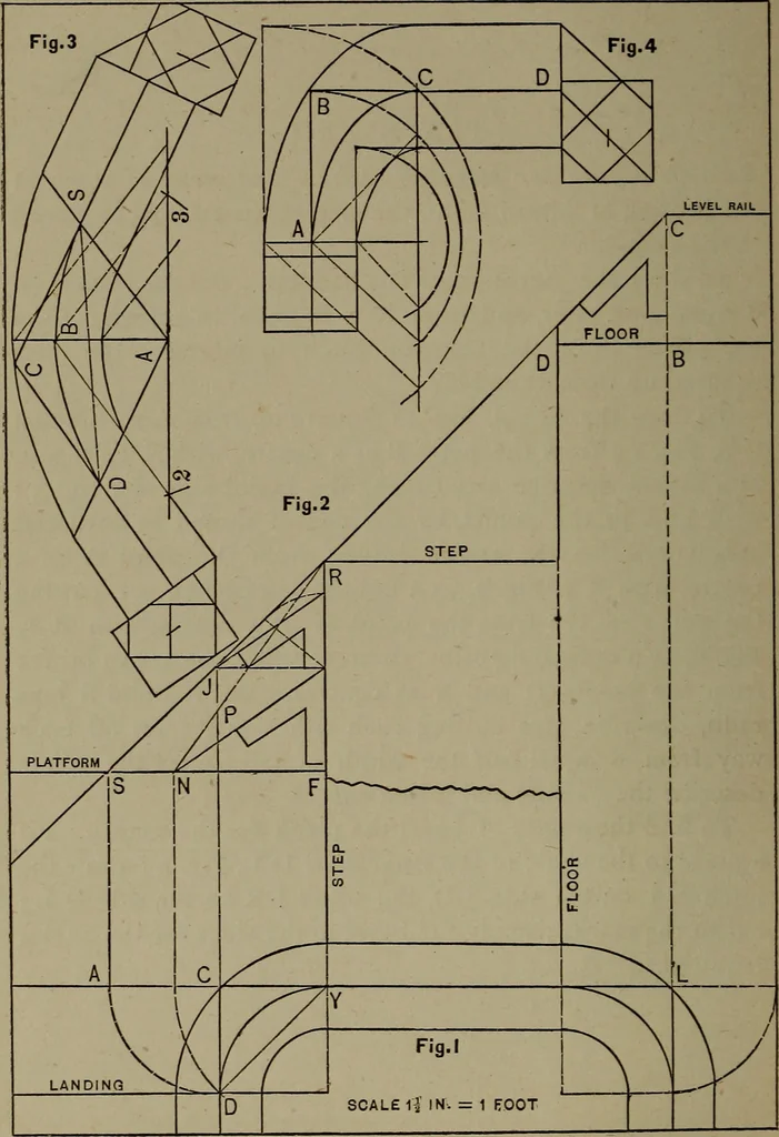 An illustration from The art and science of stair building .., 1885, leaf 53