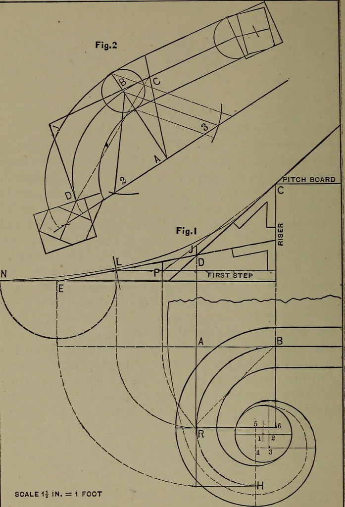 An illustration from The art and science of stair building .., 1885, leaf 61