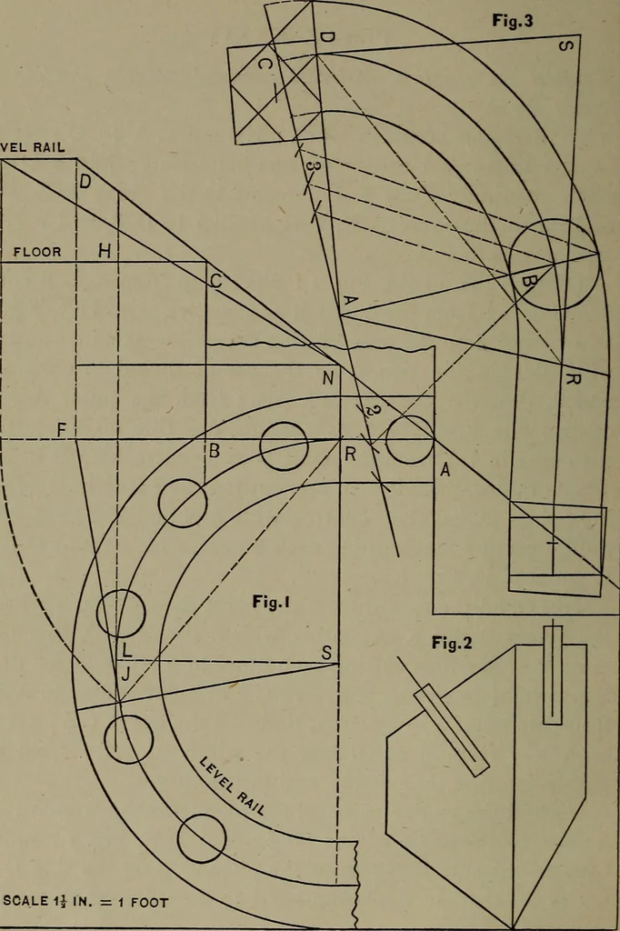An illustration from The art and science of stair building .., 1885, leaf 79