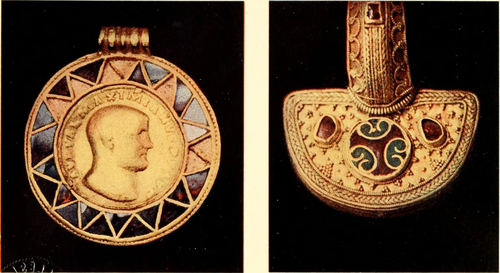 An illustration from The arts in early England, 1903, leaf 303