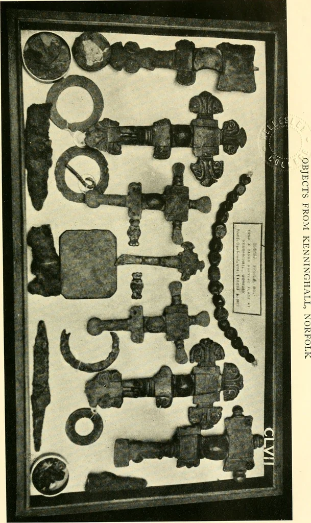 An illustration from The arts in early England, 1903, leaf 610