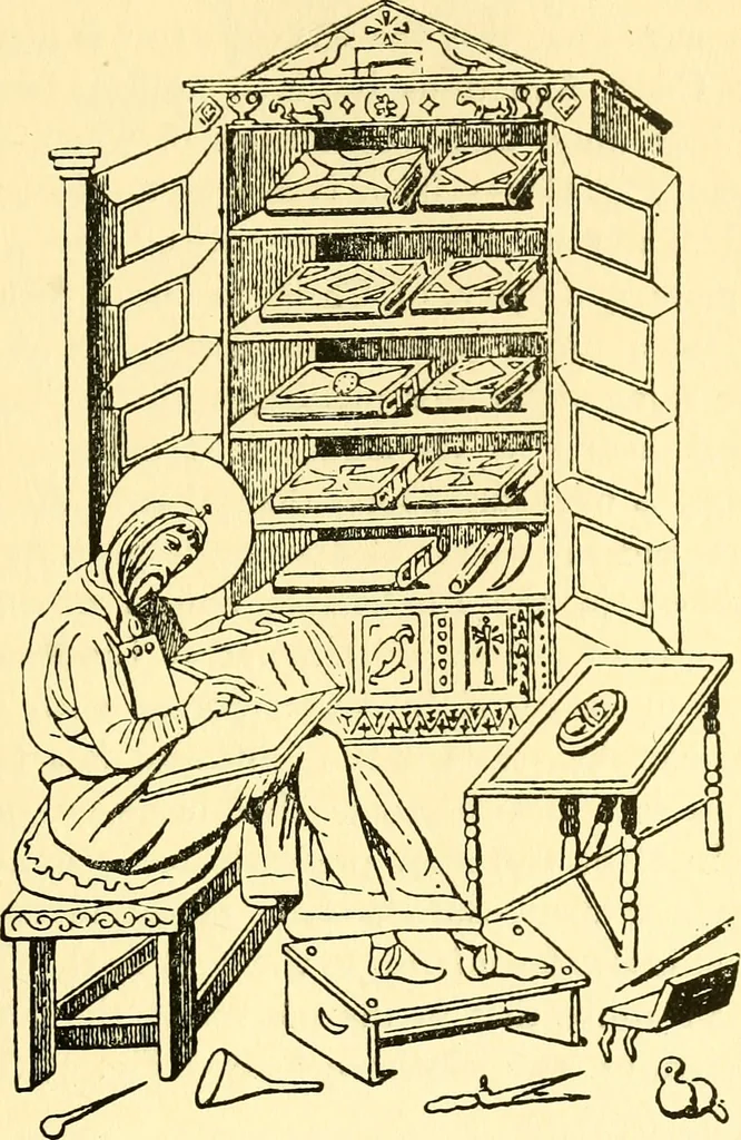 An illustration from The arts in early England, 1903, leaf 500