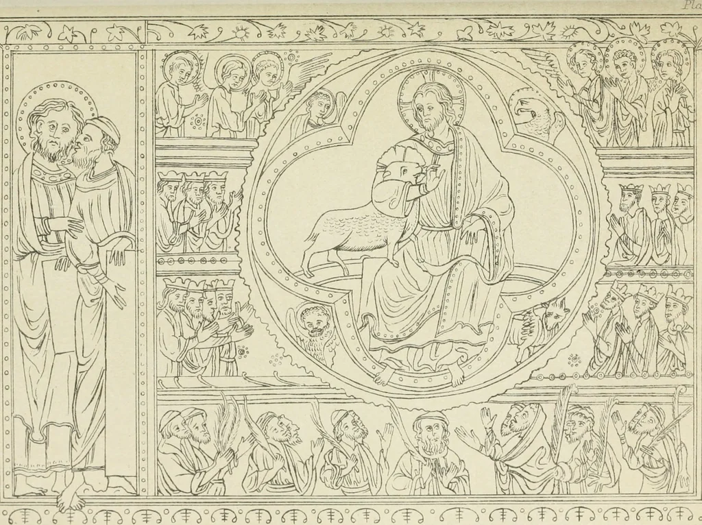 An illustration from Art treasures of the Lambeth library. A description of the illuminated mauscripts, etc;, 1873, leaf 70