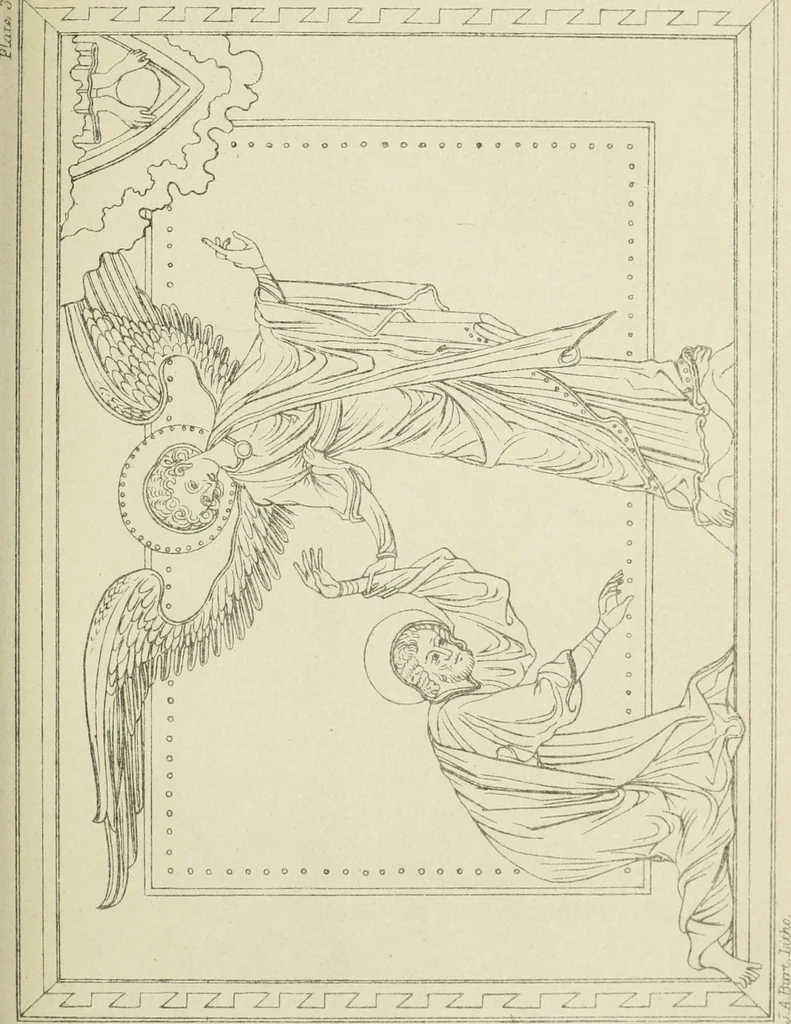 An illustration from Art treasures of the Lambeth library. A description of the illuminated mauscripts, etc;, 1873, leaf 74