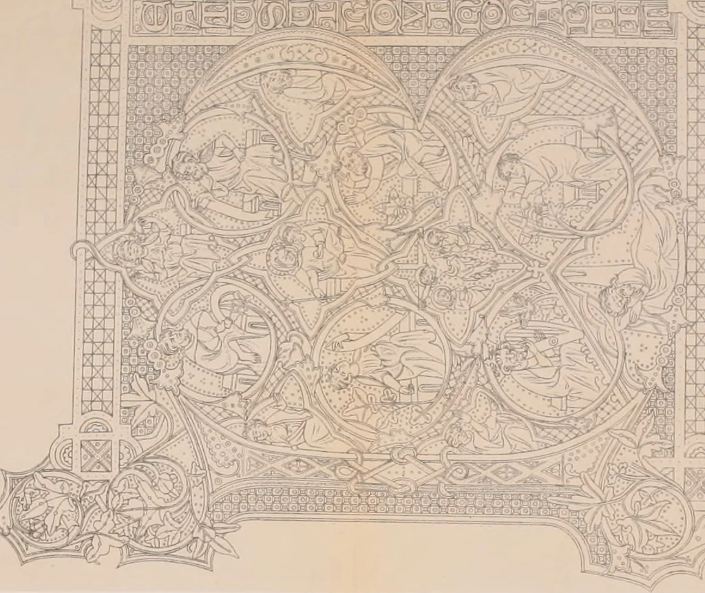 An illustration from Art treasures of the Lambeth library. A description of the illuminated mauscripts, etc;, 1873, leaf 83