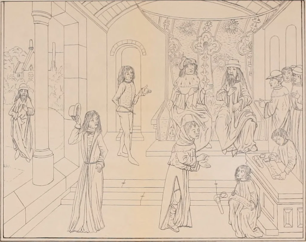 An illustration from Art treasures of the Lambeth library. A description of the illuminated mauscripts, etc;, 1873, leaf 91